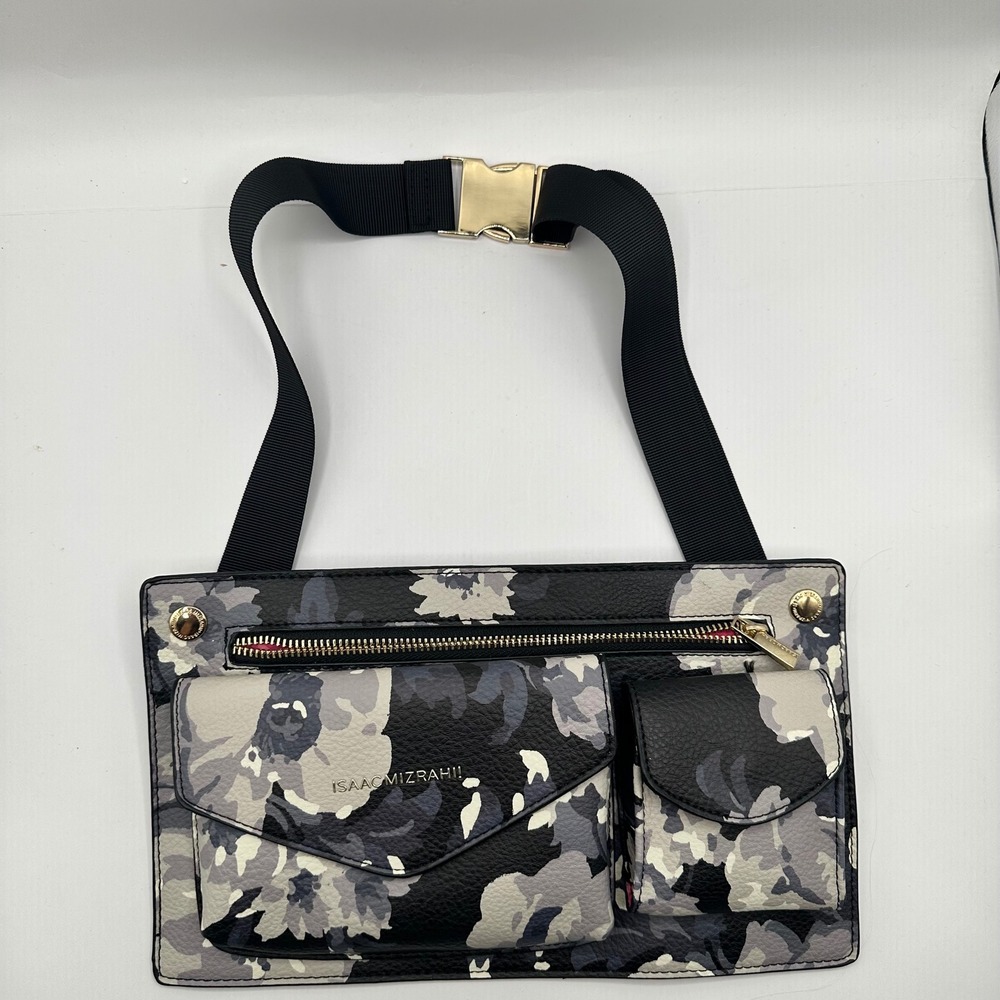 Isaac Mizrahi Floral Camo Belt Bag Fanny Pack Crossbody Gold Buckle
